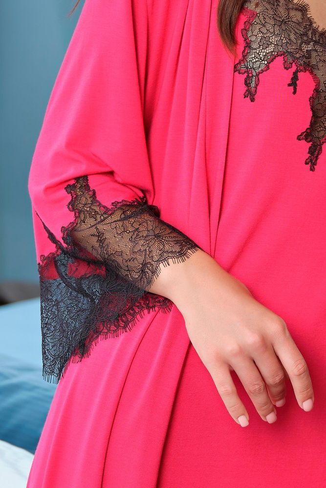 Халат жіночий Effetto 03332O, fuchsia/black (фуксія-чорний), L